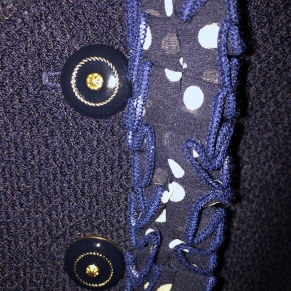 GORGEOUS St. John Navy Jacket; Ruffle; Size 10; Pre-Owned; Excellent Condition - Picture 7 of 15